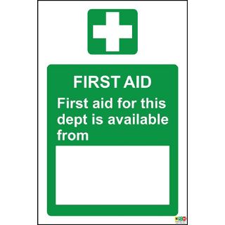 Picture of First Aid. First Aid For This Dept Sign