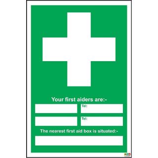 Picture of First Aiders Information - Safety Sign - Your First Aiders Are Located & The Nearest First Aid Box Is Located Safety Signage