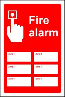 Picture of Fire Alarm Signs Zone 1 - Zone 6 Safety Sign