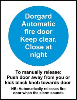 Picture of Fire Door Equipment Dorgard Safety Sign - Self Adhesive Sticker 150Mm X 100Mm
