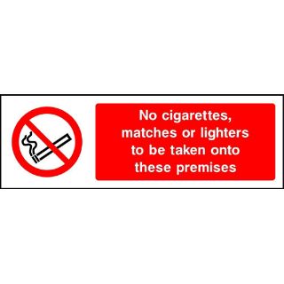 Picture of "No Cigarettes, Matches Or Lighters To Be Taken Onto These Premises" Sign 