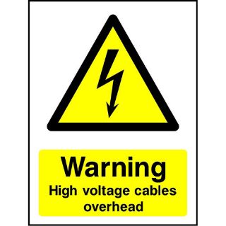 Picture of "Danger-High Voltage Cables Overhead" Sign 