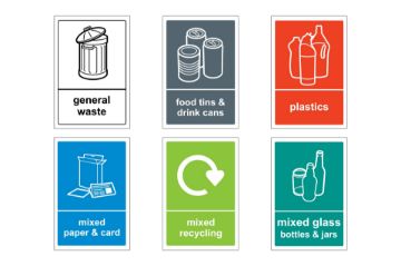Recycling signs pack, Health and safety signs pack