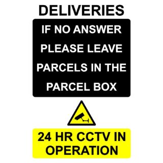 Leave Deliveries In Parcel Box CCTV In Operation Sign, KPCM Health and Safety Sign