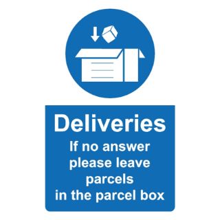 If No Answer Leave Deliveries In Parcel Box Sign, KPCM Health and Safety Sign