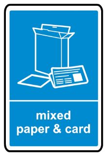 Mixed Paper & Card Recycling Sign, KPCM Health and Safety Signs