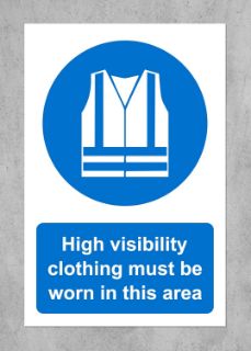 Picture of High visibility clothing must be worn in this area safety sign - 1.2mm rigid plastic 300mm x 200mm