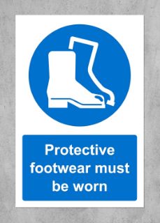 Picture of Protective footwear must be worn safety sign - 1.2mm rigid plastic 300mm x 200mm