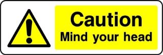 Picture of Caution mind your head safety sign (L) - 1mm Plastic sign (300m x 100mm)