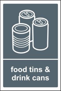 Picture of Food tins & Drink cans Recycling Sign - Self Adhesive Sticker (100mm x 150mm)