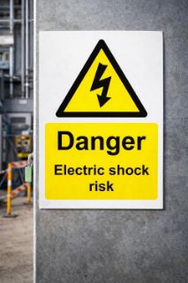 Picture of Danger Electric Shock Risk Safety Sign - 1.2mm Rigid plastic 200mm x 150mm