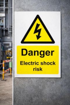Picture of Danger Electric Shock Risk Safety Sign - 1.2mm Rigid plastic 200mm x 150mm