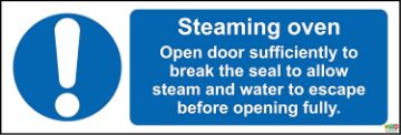 Picture of Hygiene catering Steaming oven safety sign - Self adhesive sticker 150mm x 50mm