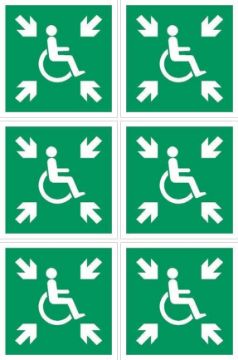 Picture of Disabled refuge point sign, 100x100mm - Pack of 6 stickers on A4 sheet