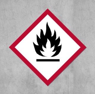 Picture of Highly flammable coshh symbol Safety sign - Self adhesive sticker 100mm x 100mm