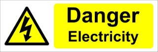 Picture of Danger electricity Safety sign - Self adhesive sticker 150mm x 50mm