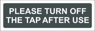 Picture of please turn off the tap after use, gray sign - Self adhesive sticker (150mm x 50mm)