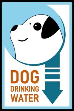 Picture of Dog drinking water here arrow sign - 3mm Aluminium sign (400mm x 300mm)