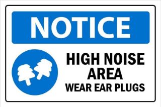 Picture of High noise area wear ear plugs Hearing Safety sign - 1mm flexible Plastic (400mm x 300mm)