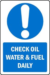 Picture of Check oil, water and Fuel daily Vehicle sign - Self adhesive sticker (400mm x 300mm)