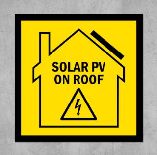 Picture of Solar PV On Roof, Warning Sign - Self Adhesive Sticker (100mm x 100mm)