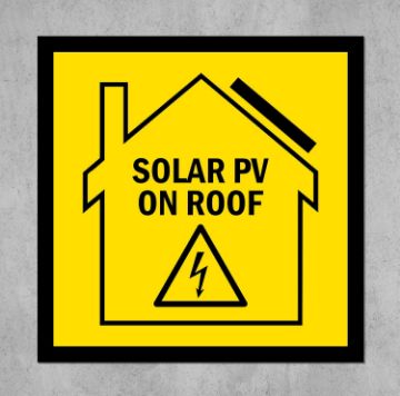 Picture of Solar PV On Roof, Warning Sign - Self Adhesive Sticker (100mm x 100mm)