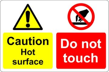 Picture of Caution hot surface do not touch safety sign - 1.2mm Rigid plastic 150mm x 100mm