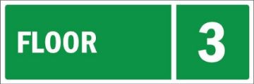 Picture of Floor level 3, green emergency sign - Self adhesive sticker (150mm x 50mm)