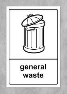 Picture of General Waste Recycling Sign - 1.2mm Rigid plastic 200mm x 150mm