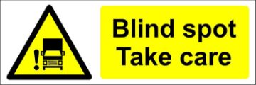 Picture of Blind Spot Take Care Safety Sign - Self adhesive vinyl 300mm x 100mm