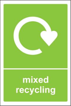 Picture of Recycling bin Sticker 20cm x 30cm Mixed Recycling - Self Adhesive Vinyl