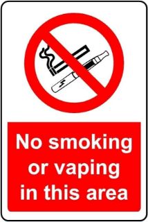 Picture of No smoking or vaping in this area Safety sign - Self adhesive sticker 200mm x 150mm