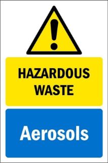 Picture of Hazardous waste/Aerosols, safety sign - Self adhesive sticker (200mm x 150mm)