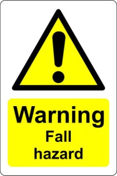 Picture of Warning fall hazard Safety sign - 1.2mm Rigid plastic 200mm x 150mm