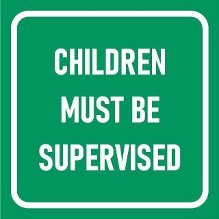 Picture of Children must be supervised, green safety sign - 1mm flexible Plastic sign (100mm x 100mm)