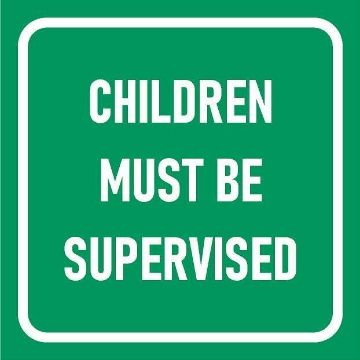 Picture of Children must be supervised, green safety sign - 1mm flexible Plastic sign (100mm x 100mm)