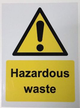 Picture of Hazardous waste Safety sign - Self adhesive sticker 200mm x 150mm