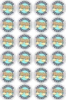 Picture of Contains Peanuts Food Safety Signs 50mm Cut Out Sticker - Pack of 24 Stickers Supplied on an A4 Sheet