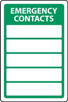 Picture of Emergency contacts First aiders etc safety sign - 3mm Aluminium sign (600mm x 400mm)