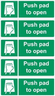 Picture of Push pad to open sign - 200x66mm, pack of 5 stickers on A4 sheet