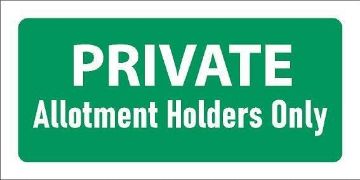 Picture of Private, allotment holders only, safety sign - Self adhesive sticker (200mm x 100mm)