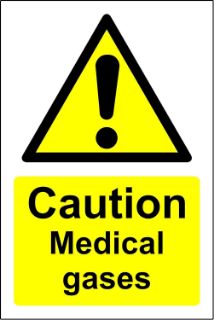 Picture of Caution medical gases Safety sign - Self adhesive sticker 150mm x 200mm
