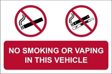 Picture of No smoking or vaping in this vehicle, safety sign - Self adhesive sticker (200mm x 150mm)