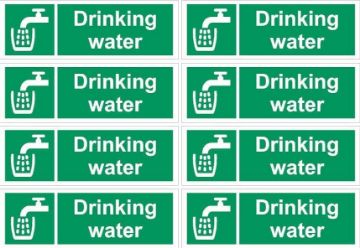 Picture of Drinking water sign - 150x50mm pack of 8 stickers on A4 sheet