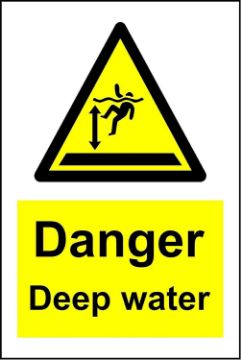Picture of Danger deep water safety sign - 1.2mm rigid plastic 300mm x 200mm