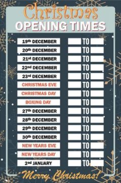 Picture of Christmas opening business times sign - Self adhesive sticker (600mm x 400mm)
